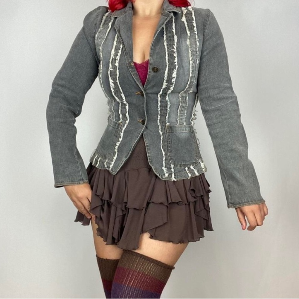 Y2k distressed Denim blazer
